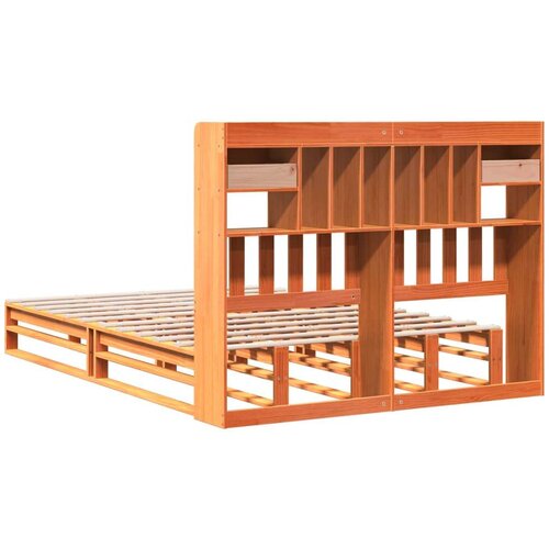 VidaXL Krevet s regalom za knjige bez madraca 160x200 cm od borovine Slike