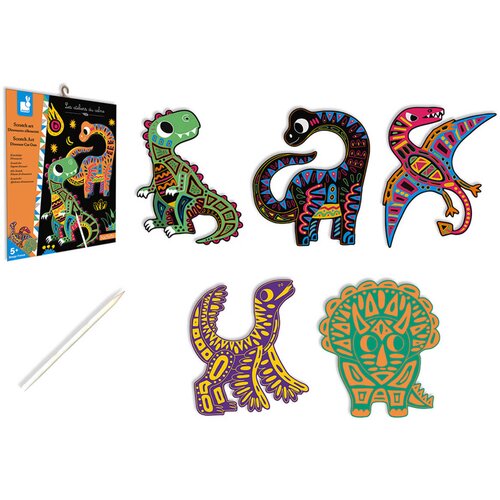Janod kreativni set za stvaranje struganih dinosaurusa scratch art dinosaur cut outs Slike