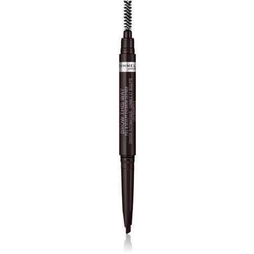 Rimmel London Brow This Way svinčnik za obrvi s krtačko 2v1 odtenek 004 Soft Black 0,25 g Slike