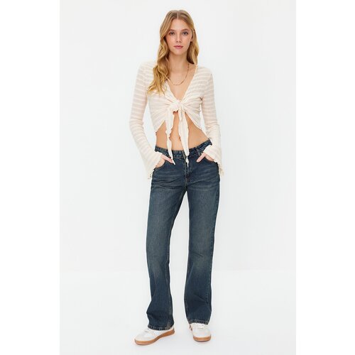 Trendyol Dark Blue Low Waist Straight Jeans Slike