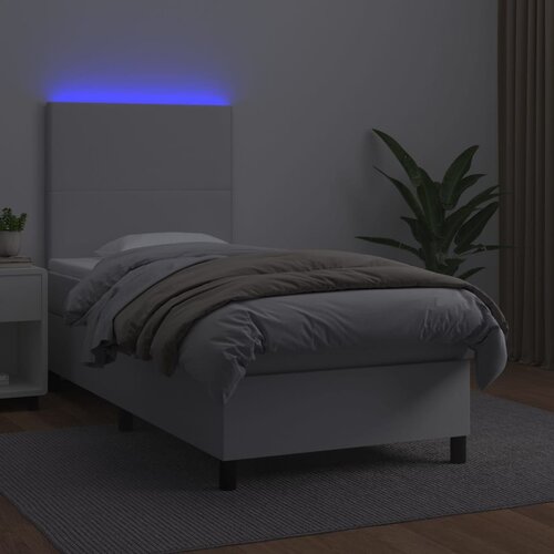  box spring s madracem LED bijeli 100x200 cm umjetna koža Slike