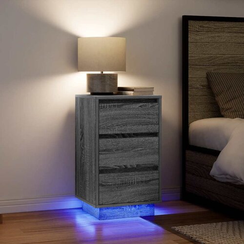 vidaXL Nočna omarica z LED svetili Grey Sonoma 38x34x65 cm Cene