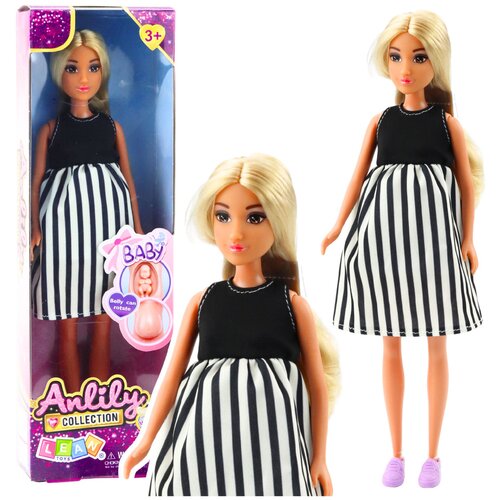 Anlily Pregnant Doll in Black and White Striped Dress Baby Cijene