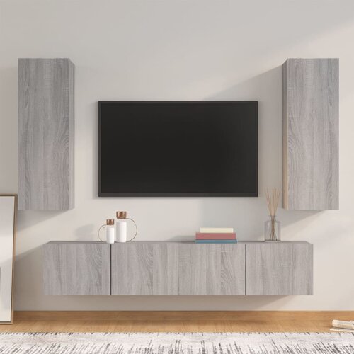 VidaXL Komplet TV omaric 4-delni siva sonoma konstruiran les Slike