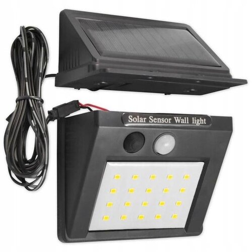 MasterLED Stenska solarna svetilka s senzorjem gibanja in ločenim solarnim panelom 20 SMD LED 2.5m kabla Slike