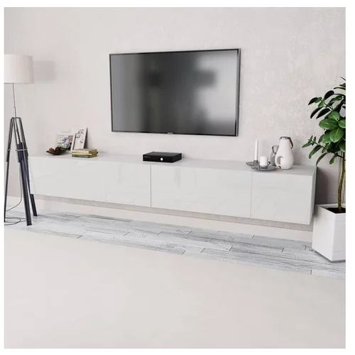  TV omarica 2 kosa iverna plošča 120x40x34 cm visok sijaj bela