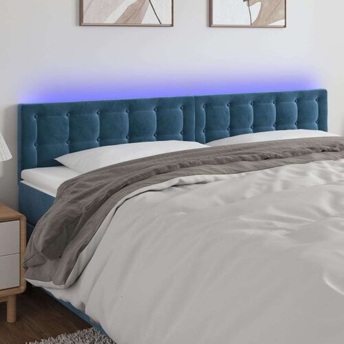  LED posteljno vzglavje temno modro 160x5x78/88 cm žamet Cene