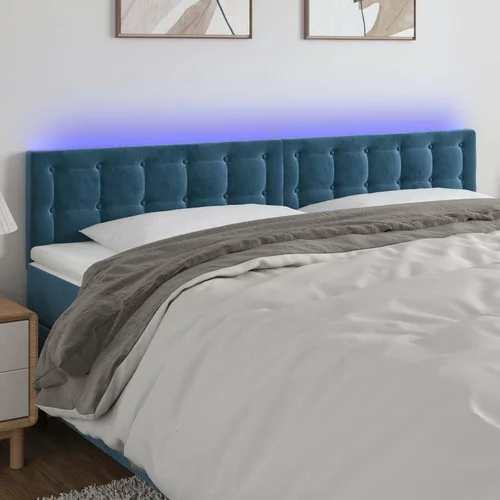  LED posteljno vzglavje temno modro 160x5x78/88 cm žamet