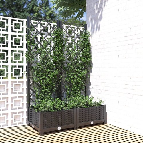 vidaXL Vrtna sadilica s rešetkom crna 80 x 40 x 121,5 cm PP Cijene