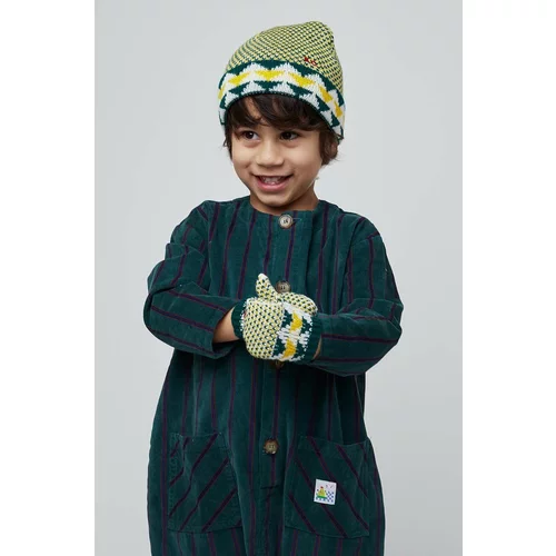 Bobo Choses Otroška kapa in rokavice zelena barva