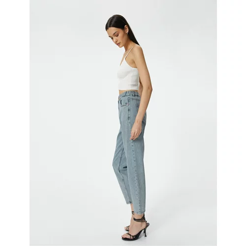 Koton Mom Fit Jean with Elastic Waist Comfort Cut Cotton Pocket - Mom Jeans