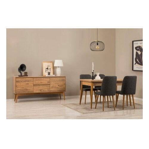 Hanah home vina 01 1053 atlantic pine anthracite (produžni trpezarijski sto, stolice i konzola (6 komada)) Slike