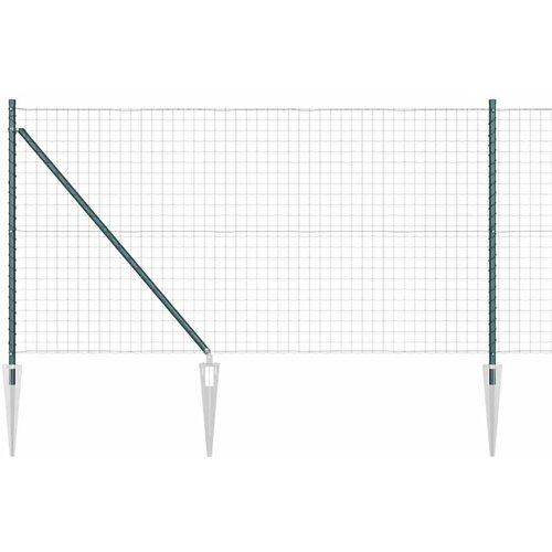 vidaXL Euro Ograja s 13 špikanimi stebri 1x25 m Galvanizirano Jeklo Zeleno Cene