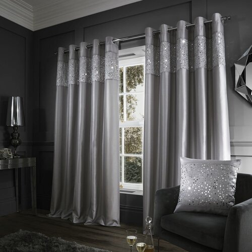 Catherine Lansfield Sive zavjese u setu 2 kom od mikrosatena 168x137 cm Glitzy Sequin &amp;ndash; Slike