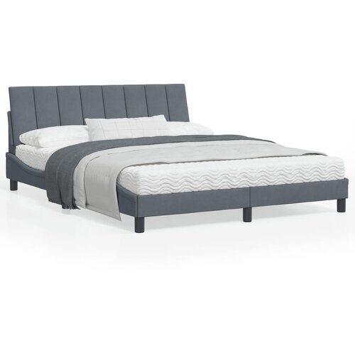 VidaXL Posteljni okvir z vzglavjem temno siv 160x200 cm žamet Slike