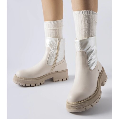 Gemre Beige ankle boots with decorative upper Garrett Cene