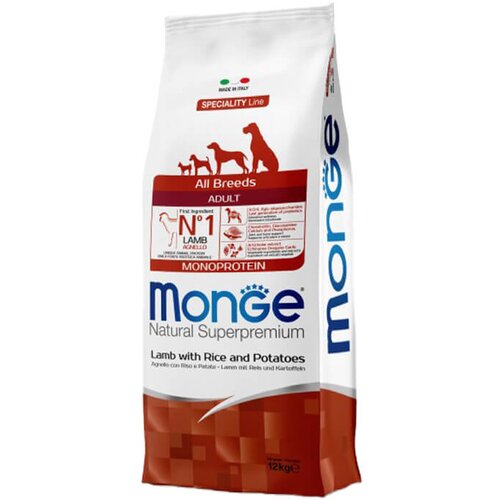 Monge hrana za odrasle pse svih rasa sa jagnjetinom, pirinčem i krompirom (monoprotein) (2,5kg i 12kg) 12kg Cene