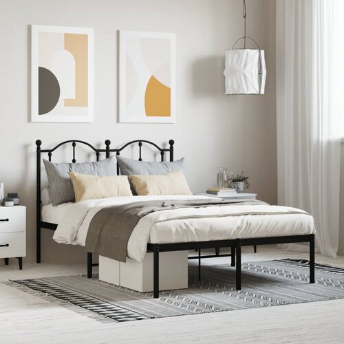 VidaXL Kovinski posteljni okvir z vzglavjem črn 120x190 cm Slike