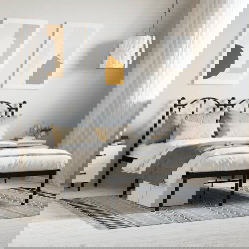VidaXL Metalni okvir za krevet s uzglavljem crni 120x190 cm Slike