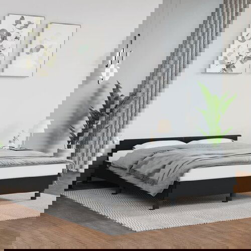 VidaXL Okvir za krevet s uzglavljem crni 140x190 cm od umjetne kože Slike