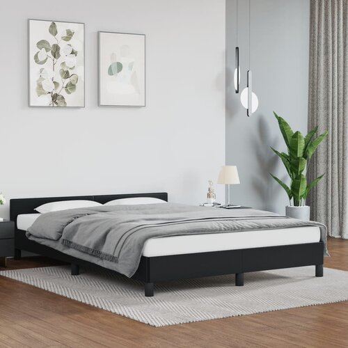 VidaXL Posteljni okvir z vzglavjem črn 140x190 cm umetno usnje Slike