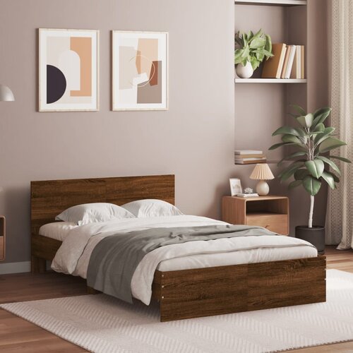VidaXL Okvir kreveta s uzglavljem smeđa boja hrasta 120x200 cm Slike