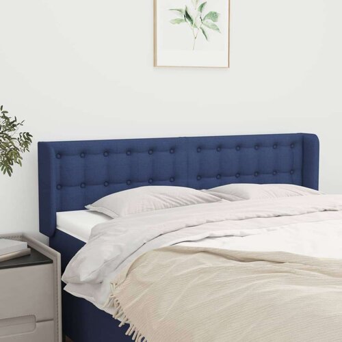  Vzglavje z u&amp;scaron;esi modro 147x16x78/88 cm blago, (20953463) Slike