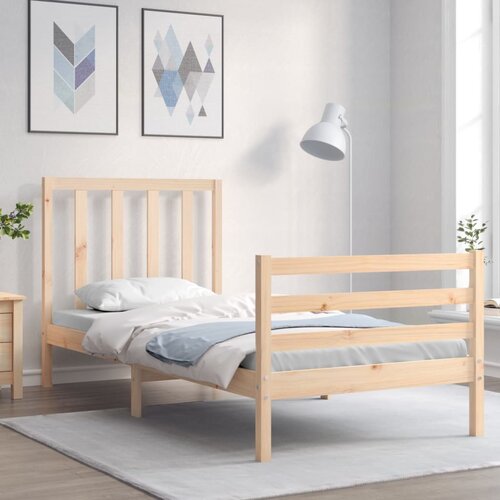 vidaXL Okvir kreveta s uzglavljem 90 x 200 cm od masivnog drva Cijene