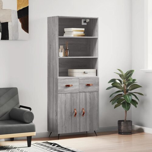 The Living Store Visoka komoda siva sonoma 69,5x34x180 cm inženirski les - Visoka Omara, (21429283) Slike
