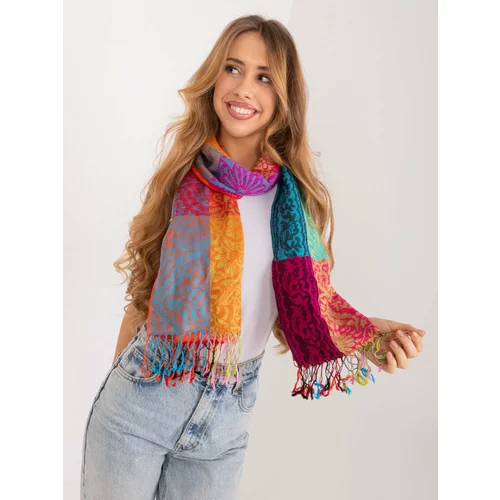 Fashion Hunters Women's long scarf with colorful fringes