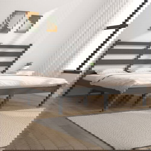 Furnova Posteljni okvir siv iz trdne borovine 135x190 cm, (21939157) Slike