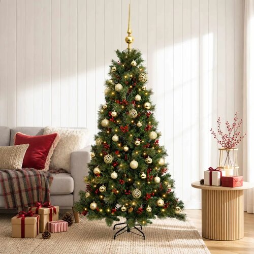  Umjetno božićno drvce s kuglicom 150 cm 150 LED lampica - 150 cm s LED žaruljama i zlatnim kuglicama Cijene