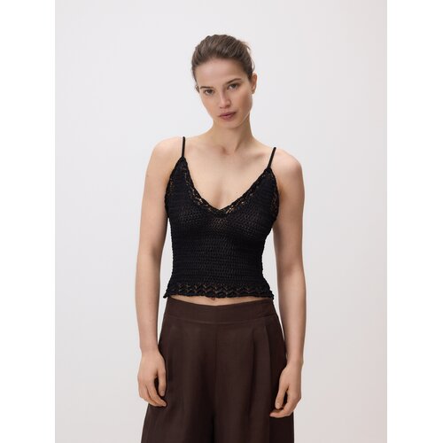 Reserved Pleteni top - crno Cijene