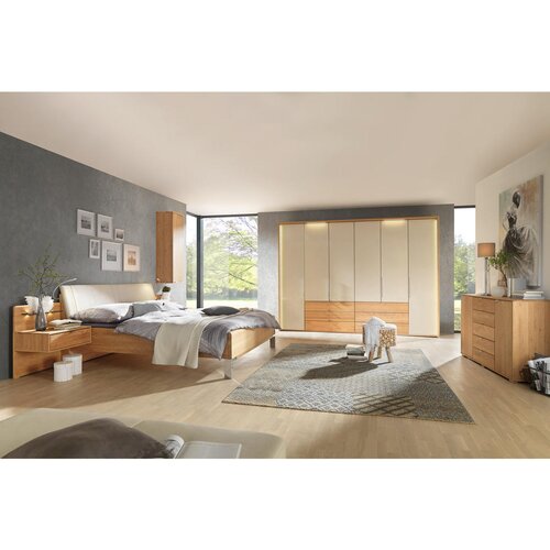 Dieter Knoll POSTELJNA GARNITURA 180 cm x 200 cm , les, tekstil, leseni material barve hrasta, barve &amp;scaron;ampanjca Slike