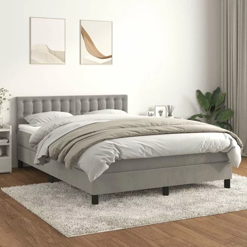  Box spring postelja z vzmetnico svetlo siva 140x200 cm žamet, (20790081)