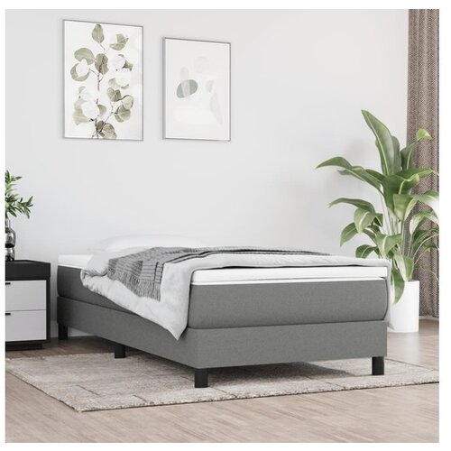  Box spring postelja z vzmetnico temno siva 80x200 cm blago Cene