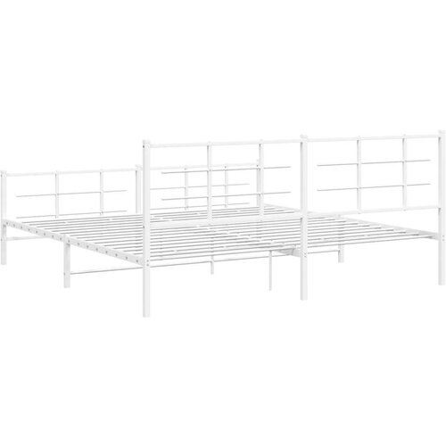 VidaXL Metalni okvir kreveta uzglavlje i podnožje bijeli 193x203 cm Slike