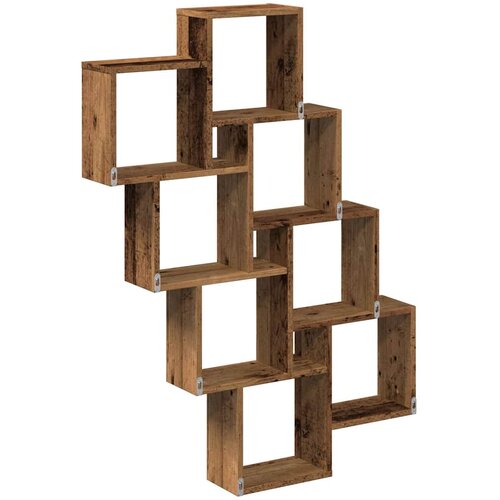  Zidna kockasta polica staro drvo 90x15x119,5 cm Slike