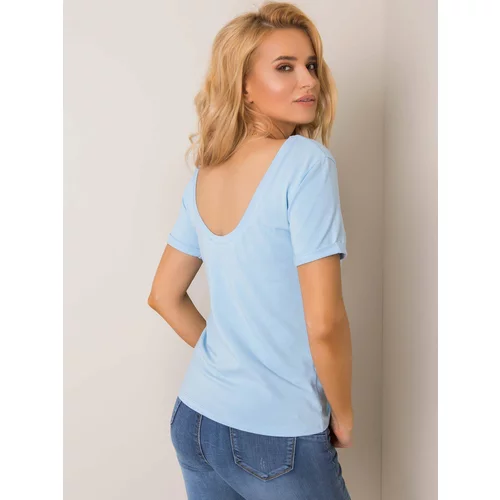 Fashion Hunters Basic light blue T-shirt with a back neckline