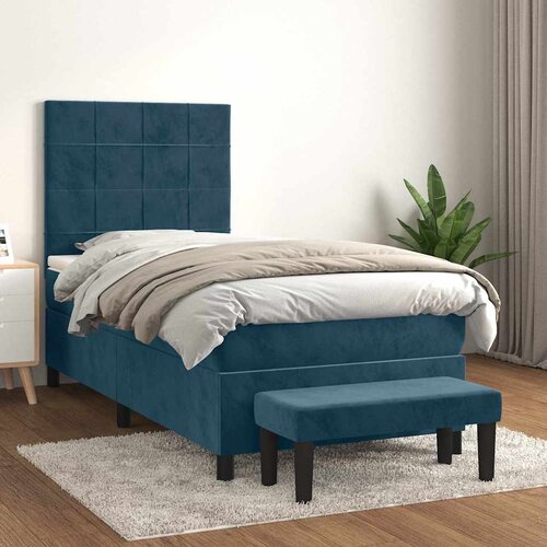 Box spring krevet s madracem tamnoplavi 80 x 200 cm bar&amp;scaron;unasti Slike