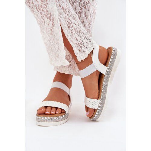 Boto Women's Sandals With Weaving On Decorated Platform White Velara Cijene