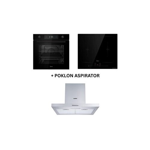 Midea Ugradna rerna MBON5M90E6-BK + Indukcijska ploča MC-IF7455J1CC-A + Poklon Comfee aspirator KWH-TSHM17SS-60 Cene