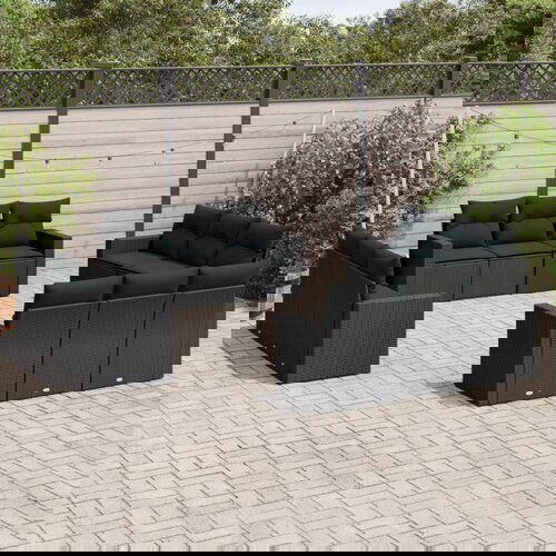  12-dijelni set vrtnih sofa od poliratana s jastucima crni Slike