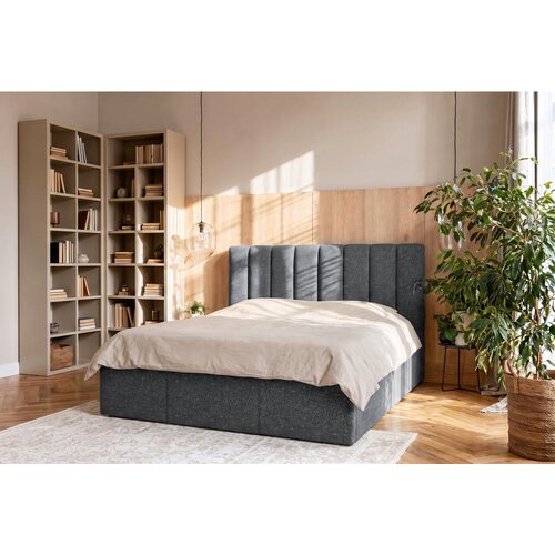 Boxxx OBLAZINJENA POSTELJA 140 cm x 200 cm , tekstil antracit Slike