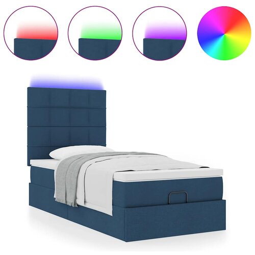 VidaXL Otomanski okvir kreveta s madraca plavi 90x190cm od tkanine Slike