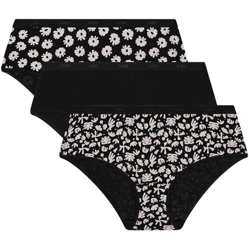 DIM LES POCKETS COTTON BOXER 3x - Women&amp;#039;s cotton panties 3 pcs - black - white Slike
