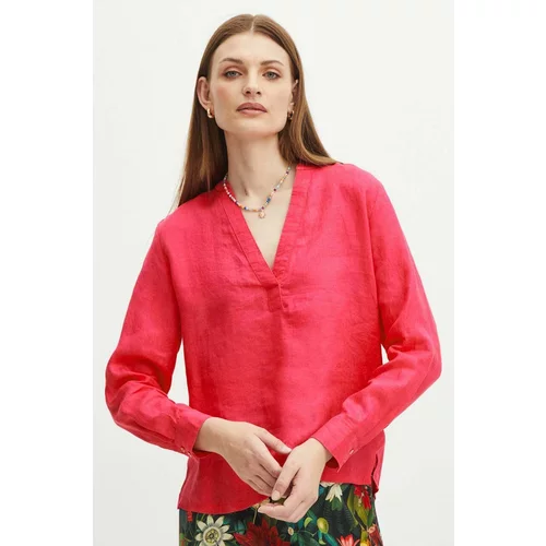 Medicine Lanena bluza za žene, boja: ružičasta, bez uzorka