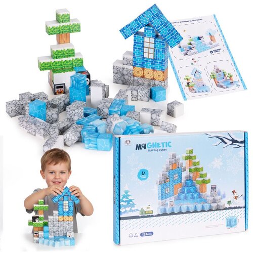 Magnetic construction blocks set for children 124 pieces &amp;ndash; winter Slike