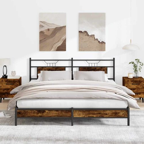 vidaXL Posteljni okvir brez vzmetnice hrast 183x203 cm inženirski les Cene