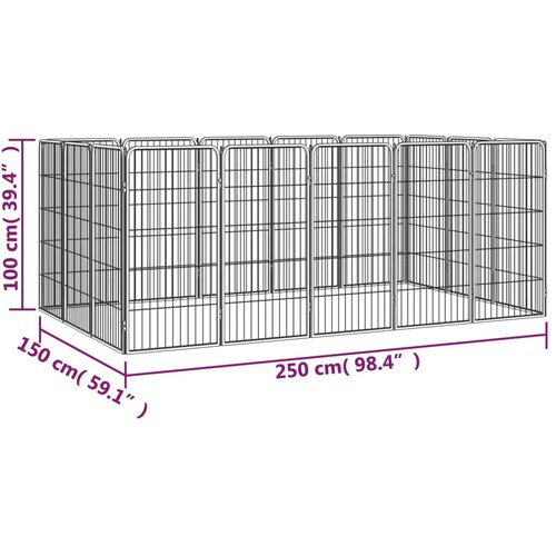  Ograda za pse s 16 panela crna 50 x 100 cm čelik obložen prahom Slike